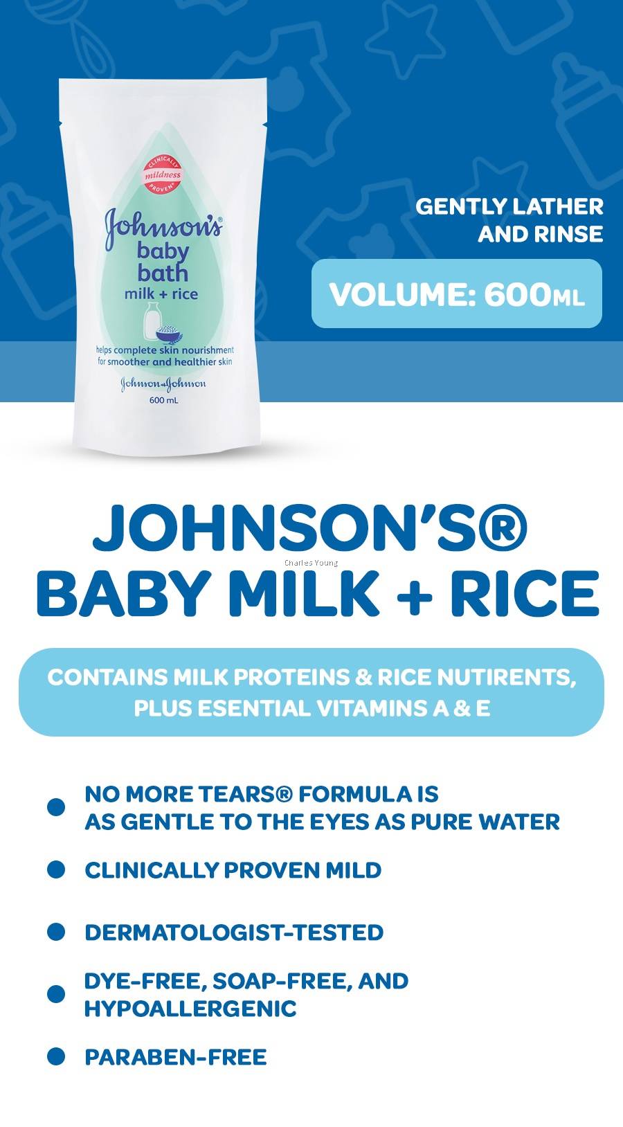 Johnsons Baby Bath Milk + Rice 600ml Refill