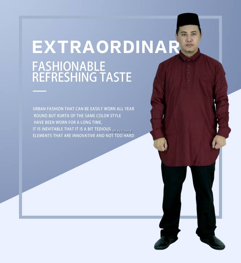 Cy V1112bkm Kurta Modern Dewasa Muslim Royal Blue Olive Green Steel Grey Dark Brown Khakis Turquoise