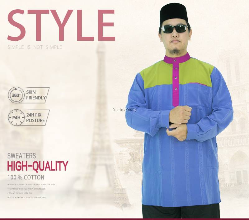 Cy 586 Kurta Baju Melayu Dewasa Muslim Man Lelaki Xl Xxl 3xl