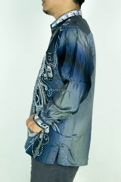 CY B082 KEMEJA BATIK LELAKI SHIRT MALAYSIA VINTAGE SATIN