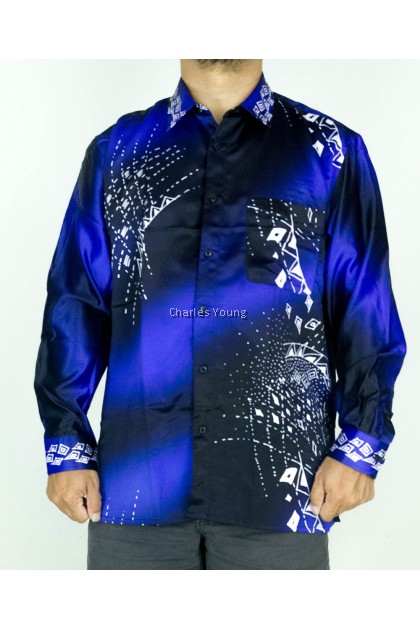 CY B085 KEMEJA BATIK LELAKI SHIRT MALAYSIA VINTAGE SATIN