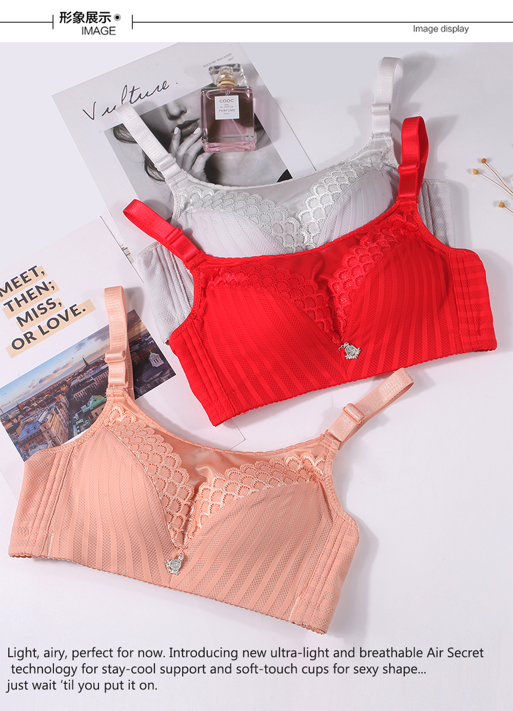 Cy 3217 Sleepwear Bra Breathable Wide Side Support Breast Push Up Baju Dalam Perempuan