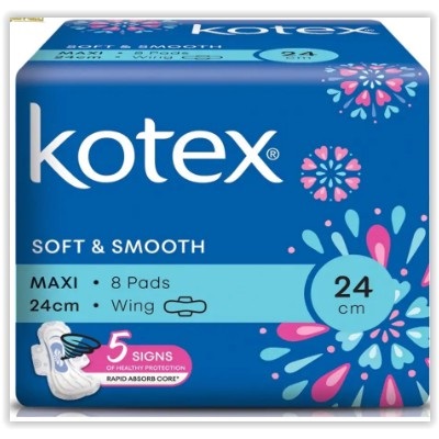 KOTEX SOFT AND SMOOTH MAXI WING 24cm 8 s 16 s 2x16 s
