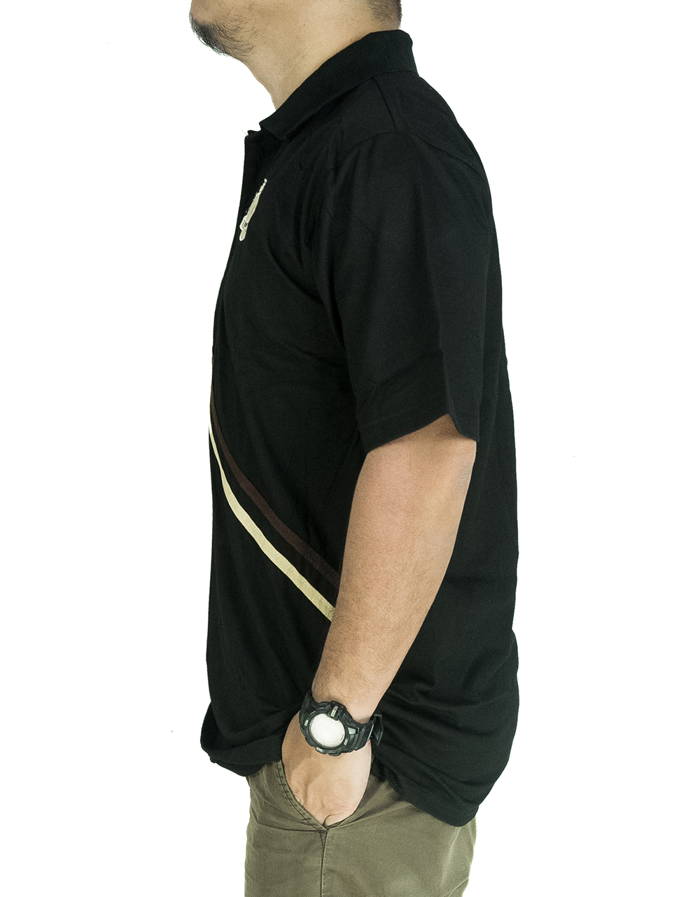 CY 3241  BLACK / RED  MAN CASUAL POLO COLAR SHIRT BIG ...